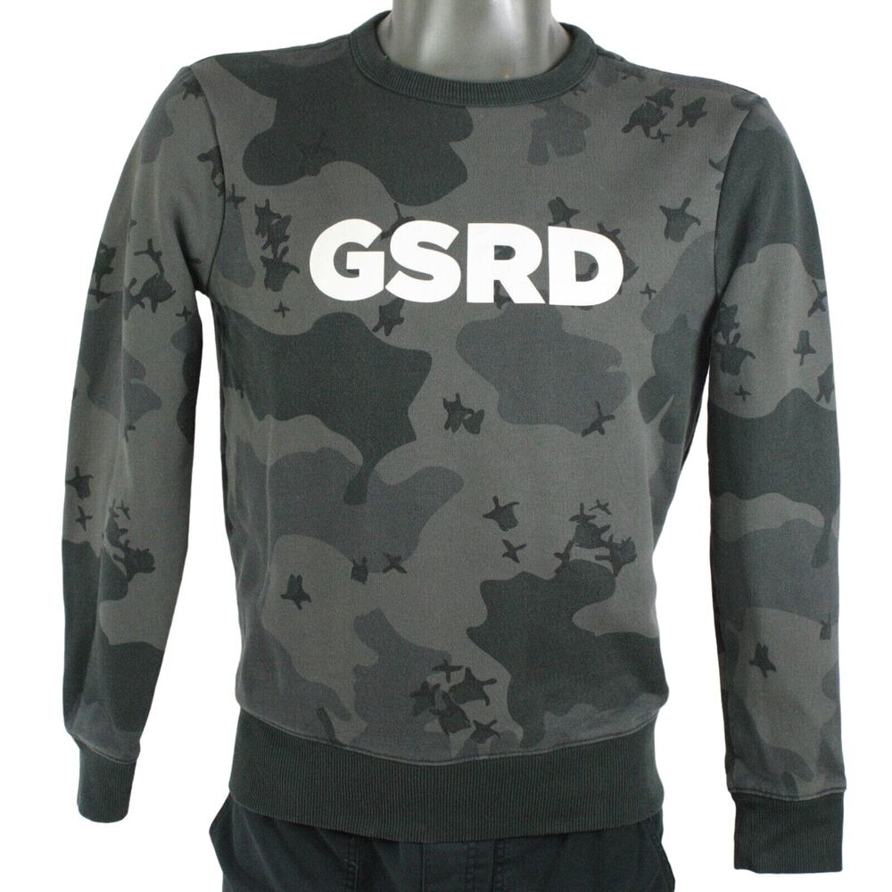 G Star RAW Camo Crewneck Sweatshirt Mens S Gray Pullover Streetwear